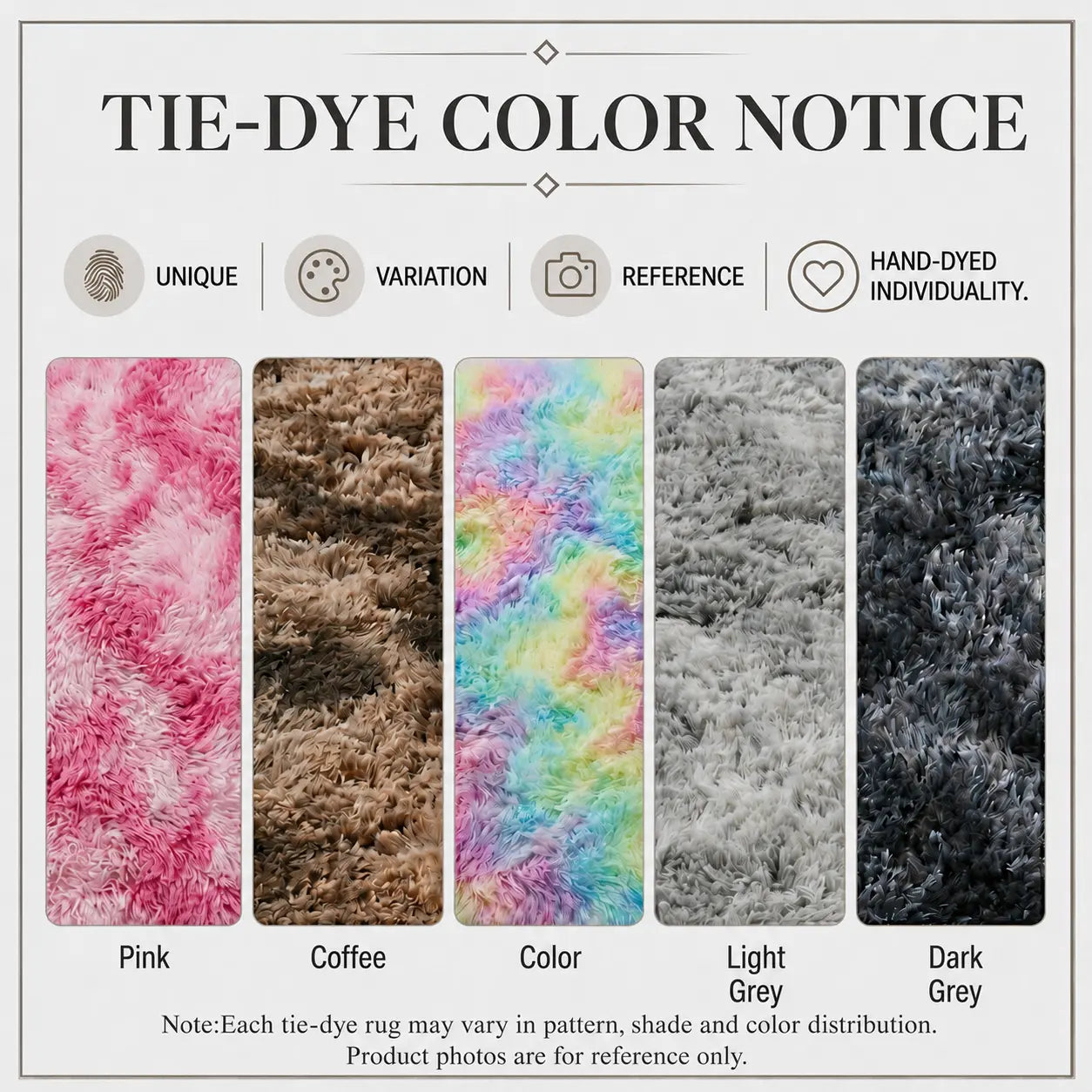 TABAYON Large Shaggy Tie-Dye Area Rug - Non-Slip Fluffy Carpet for Living Room, Bedroom, and Playroom Decor