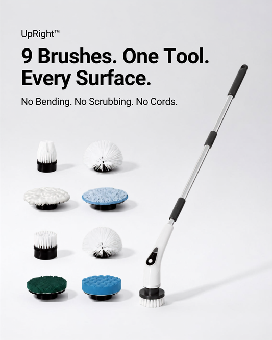 UpRight™ Cordless Electric Spin Scrubber with Extension Handle & 9 Brush Heads