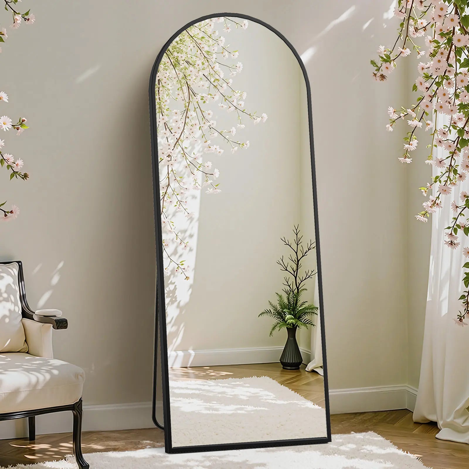 Furnichic Haven - Full Length Mirror with Stand Wall Mirror, Aluminum Frame Sturdy Structure, Room Decor Minimalist