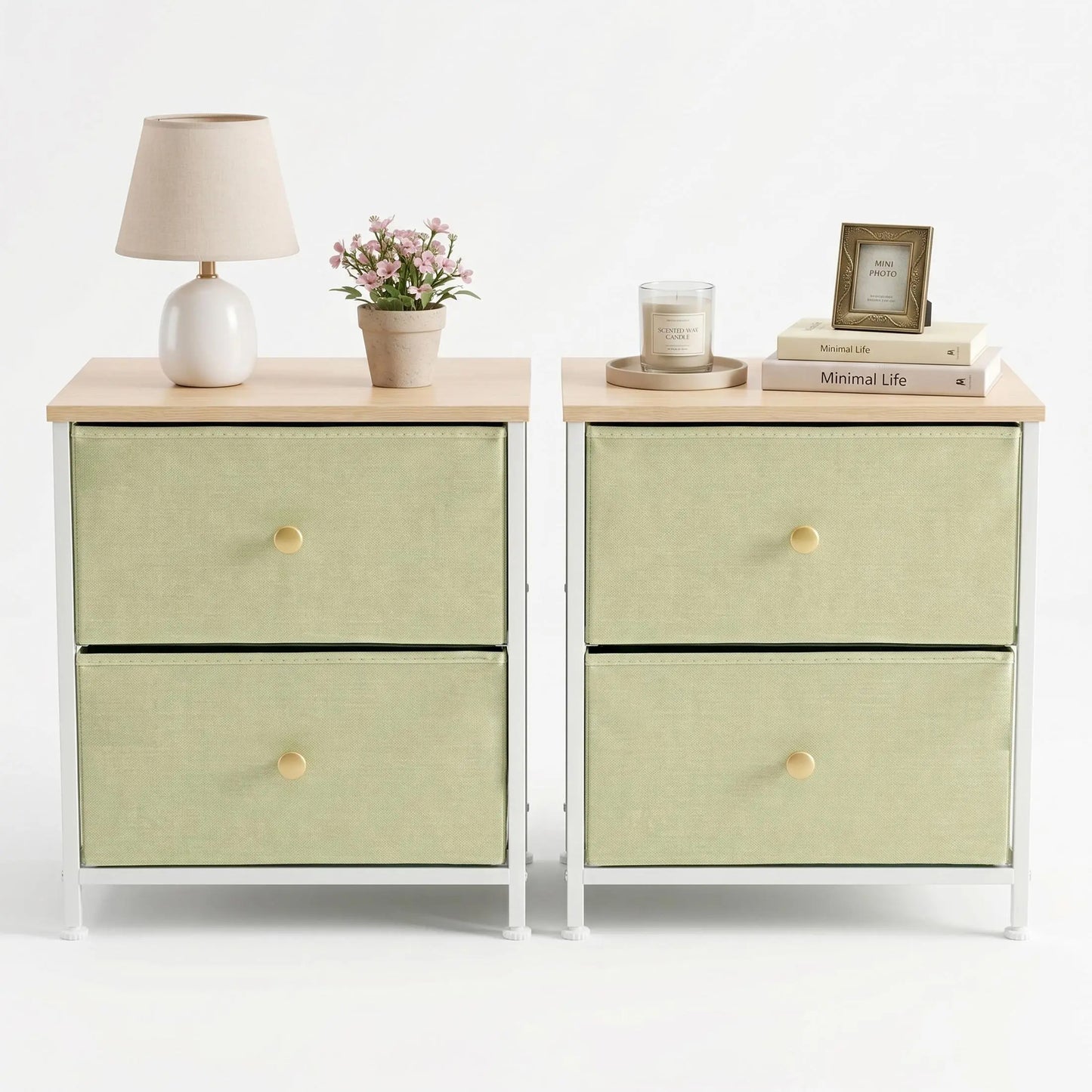 【Deals for You】 Nightstand with 2 Fabric Drawers, Dresser, Side Table, End Table, Bedside Table, Night Stands, Bedroom Furniture for Living Room, Entryway, Nursery, Closet