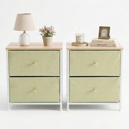 【Deals for You】 Nightstand with 2 Fabric Drawers, Dresser, Side Table, End Table, Bedside Table, Night Stands, Bedroom Furniture for Living Room, Entryway, Nursery, Closet