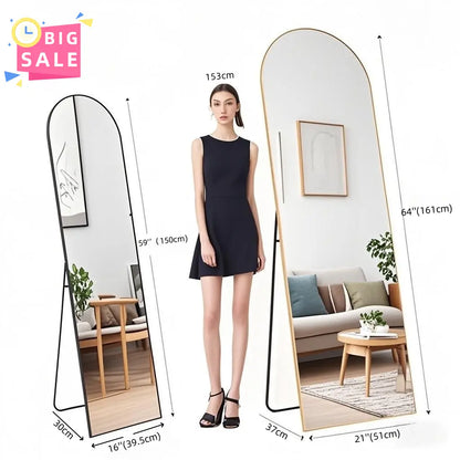 Furnichic Haven - Full Length Mirror with Stand Wall Mirror, Aluminum Frame Sturdy Structure, Room Decor Minimalist