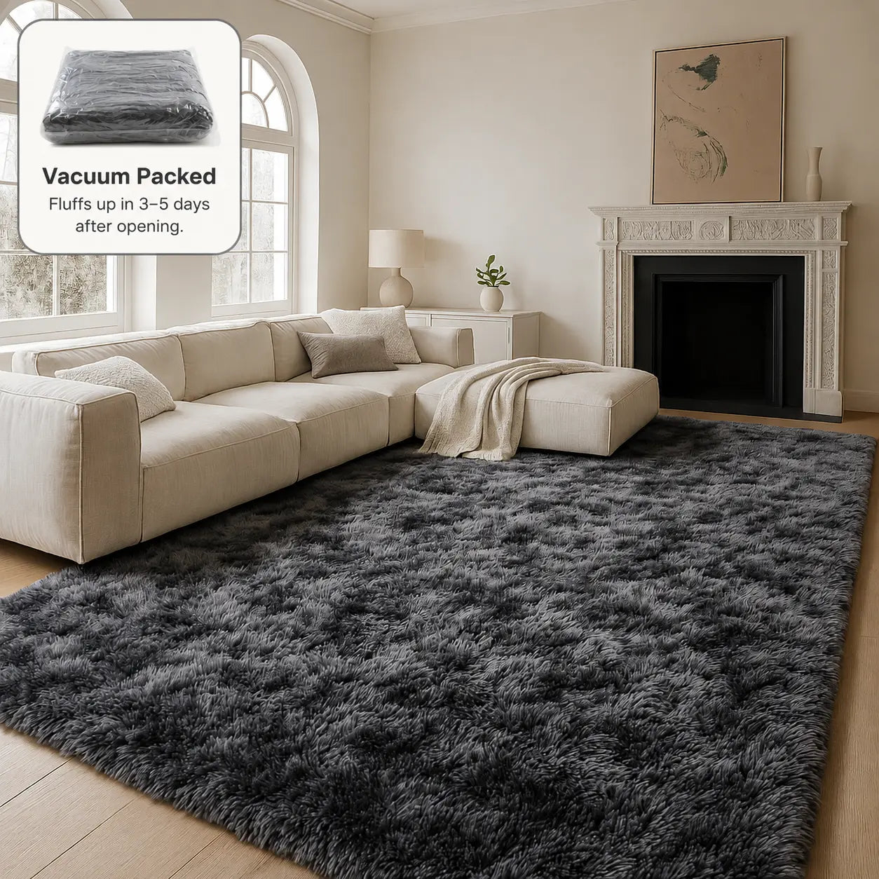 TABAYON Large Shaggy Tie-Dye Area Rug - Non-Slip Fluffy Carpet for Living Room, Bedroom, and Playroom Decor