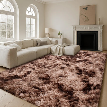 TABAYON Large Shaggy Tie-Dye Area Rug - Non-Slip Fluffy Carpet for Living Room, Bedroom, and Playroom Decor