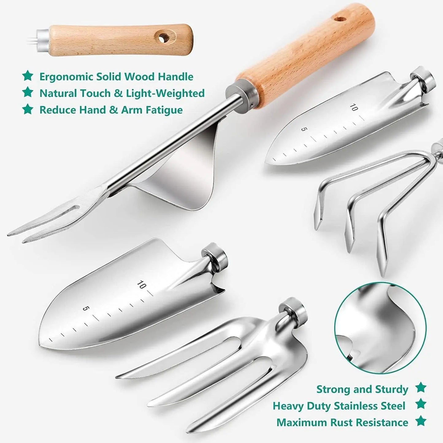 Gardening Tools 9Packs Garden Tools Set with Heavy-Duty Stainless Steel Hand Tools, Durable Storage Bag & Anti-Slip Rubber Gloves, Ideal Gardening Gifts