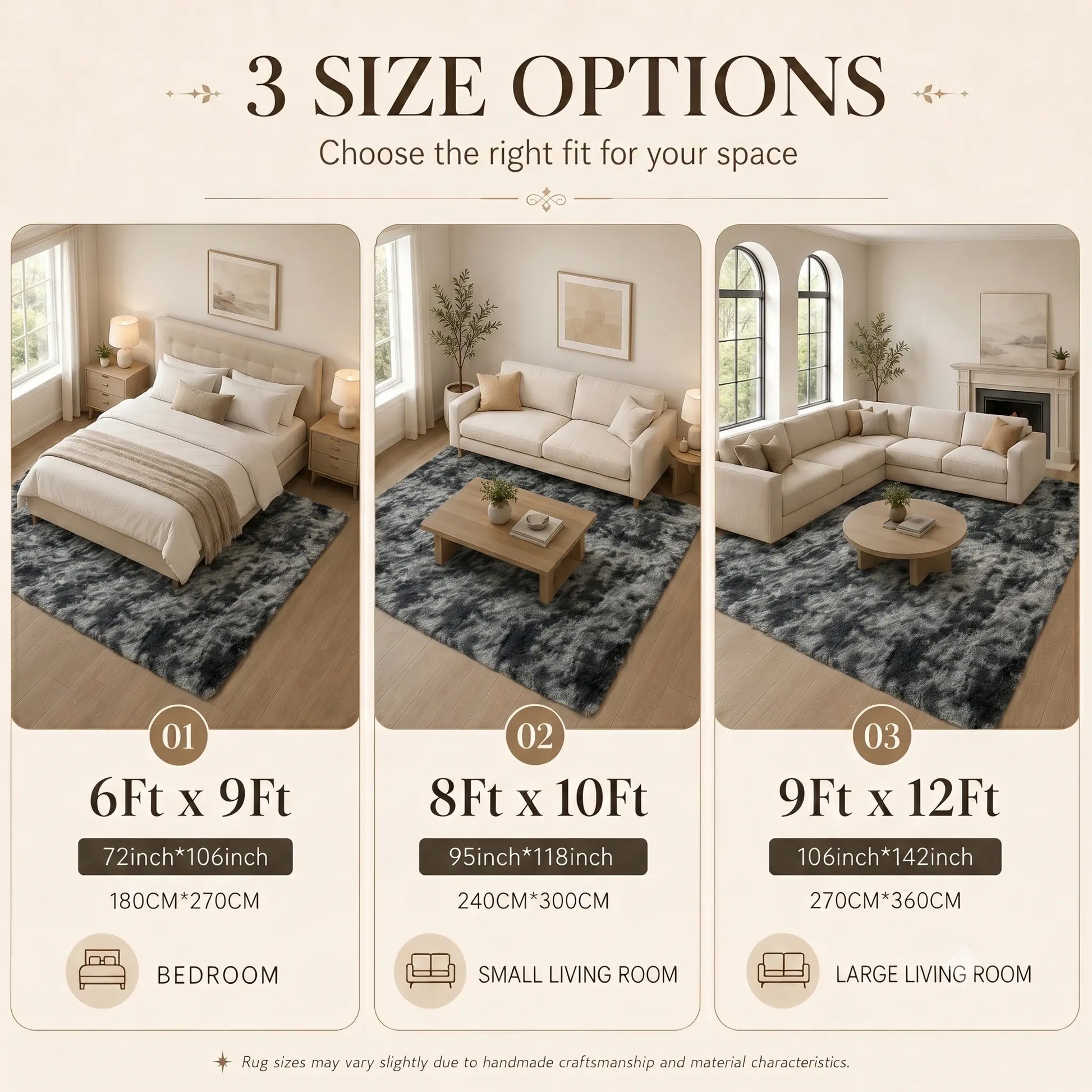 TABAYON Large Shaggy Tie-Dye Area Rug - Non-Slip Fluffy Carpet for Living Room, Bedroom, and Playroom Decor