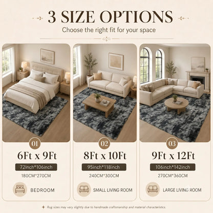 TABAYON Large Shaggy Tie-Dye Area Rug - Non-Slip Fluffy Carpet for Living Room, Bedroom, and Playroom Decor