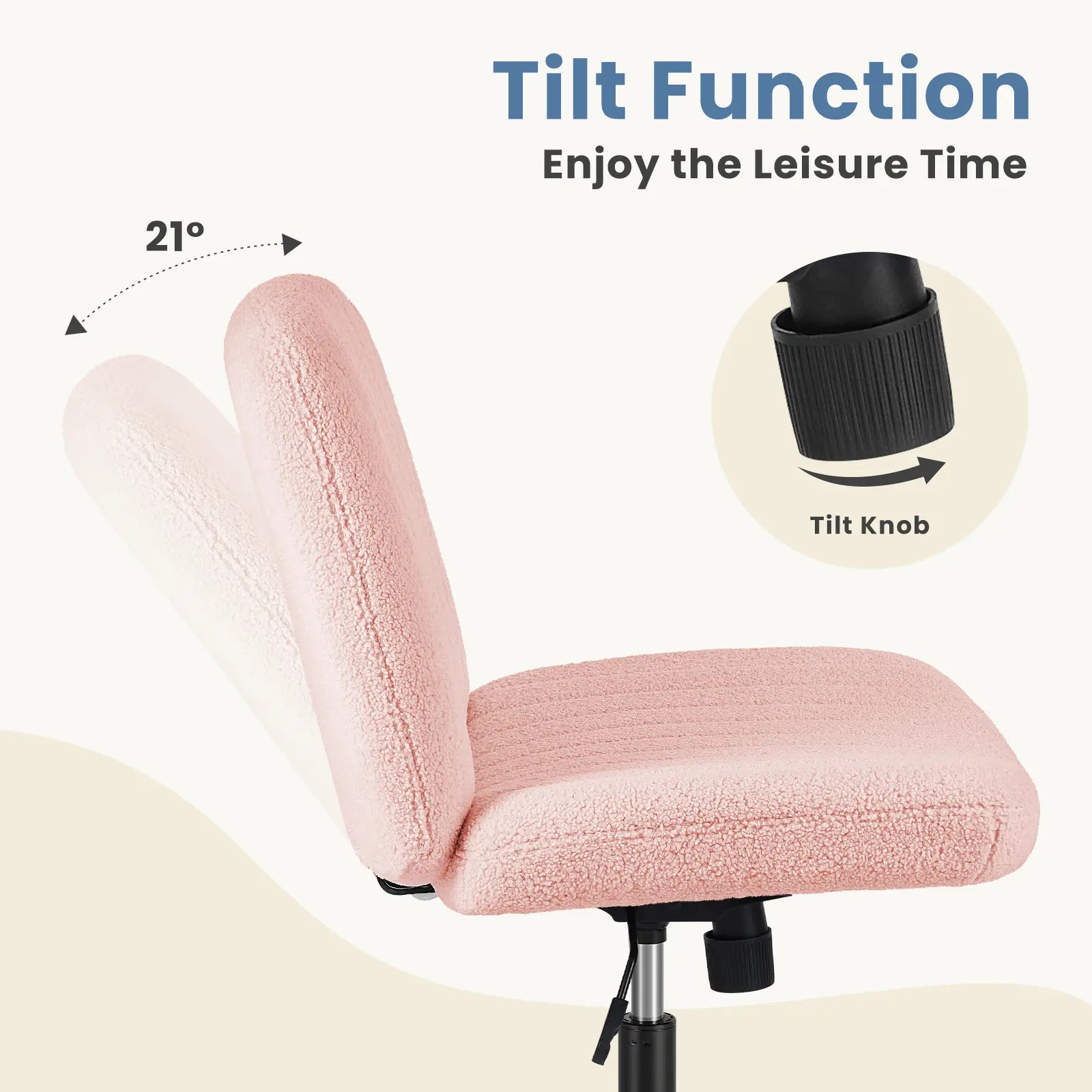 Criss Cross Armless Desk Chair with Enhanced Seat Cushion - Swivel Office Chair for Home and Work, Ideal Christmas Gift