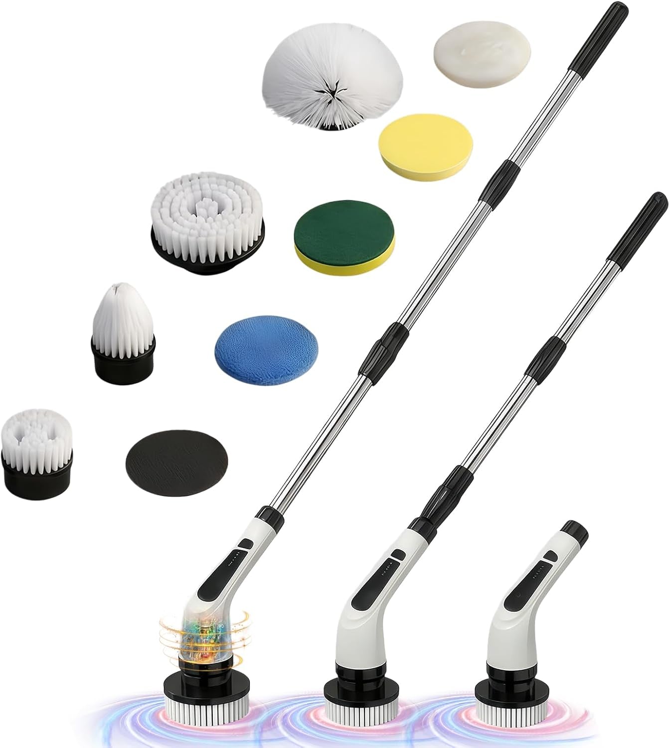 Versatile Ditch the Scrubbing! Long Handle Shower Scrubber Comes with 9 Replaceable Heads & Efficient 2 Speed Cordless Brush for Maximum Effect Long Battery Life!