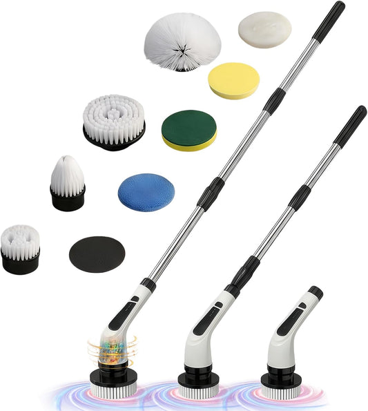Versatile Ditch the Scrubbing! Long Handle Shower Scrubber Comes with 9 Replaceable Heads & Efficient 2 Speed Cordless Brush for Maximum Effect Long Battery Life!