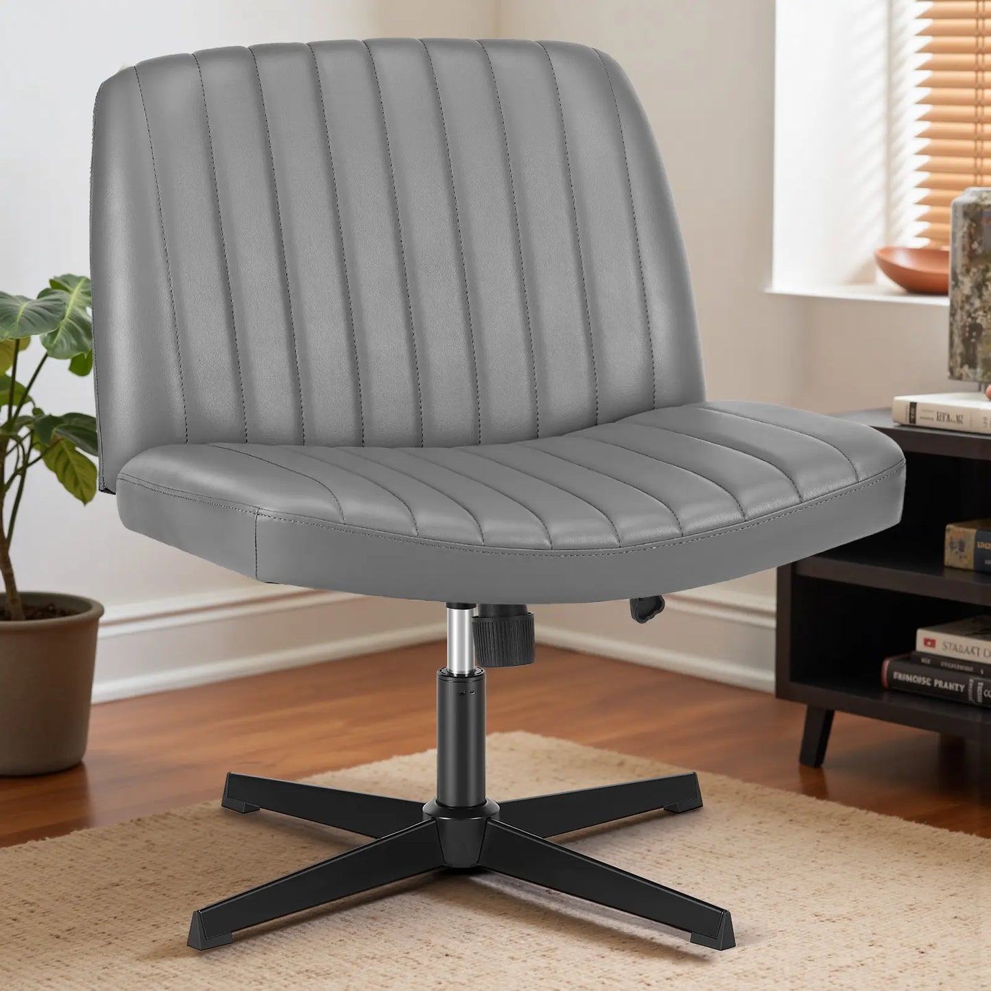 Criss Cross Armless Desk Chair with Enhanced Seat Cushion - Swivel Office Chair for Home and Work, Ideal Christmas Gift
