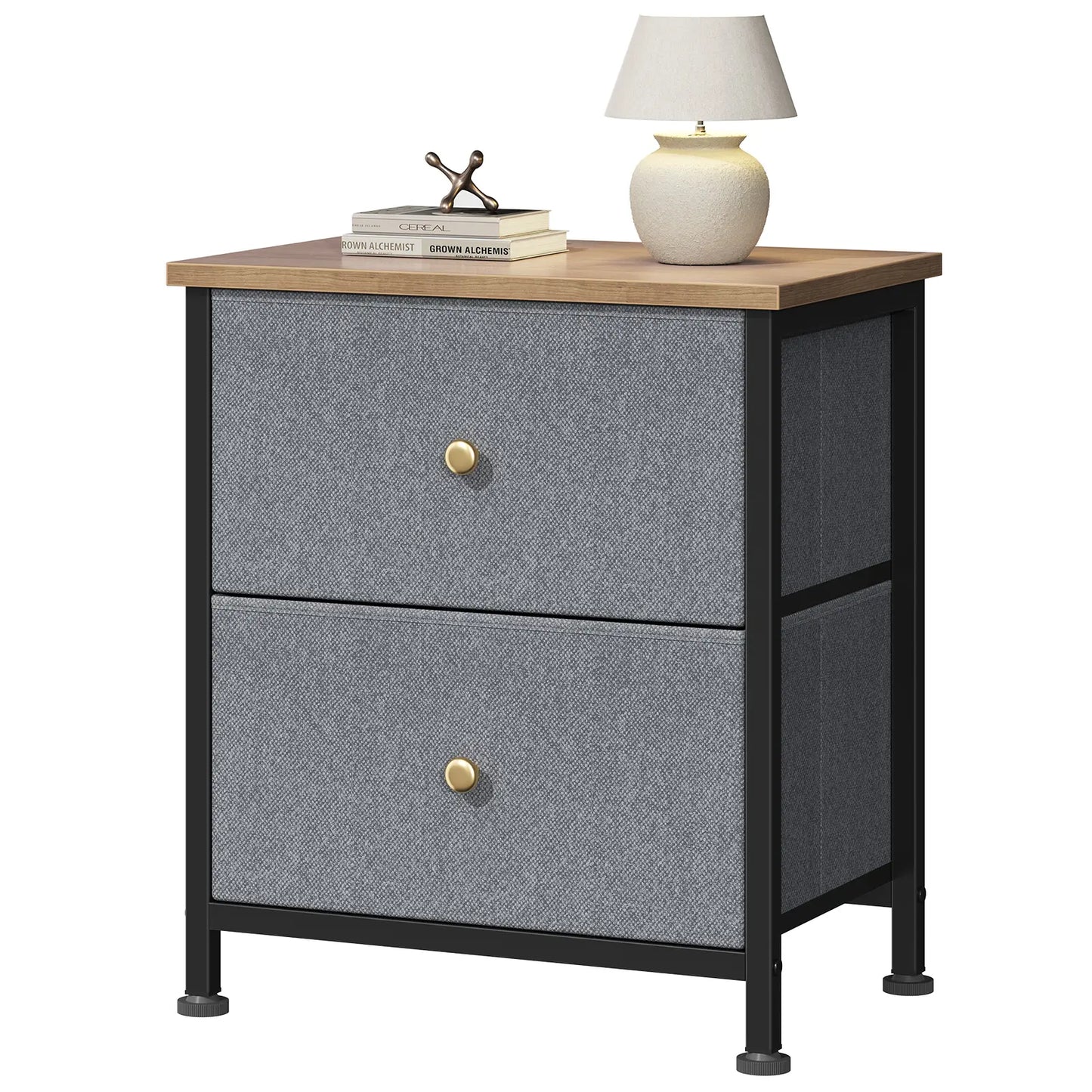 【Deals for You】 Nightstand with 2 Fabric Drawers, Dresser, Side Table, End Table, Bedside Table, Night Stands, Bedroom Furniture for Living Room, Entryway, Nursery, Closet