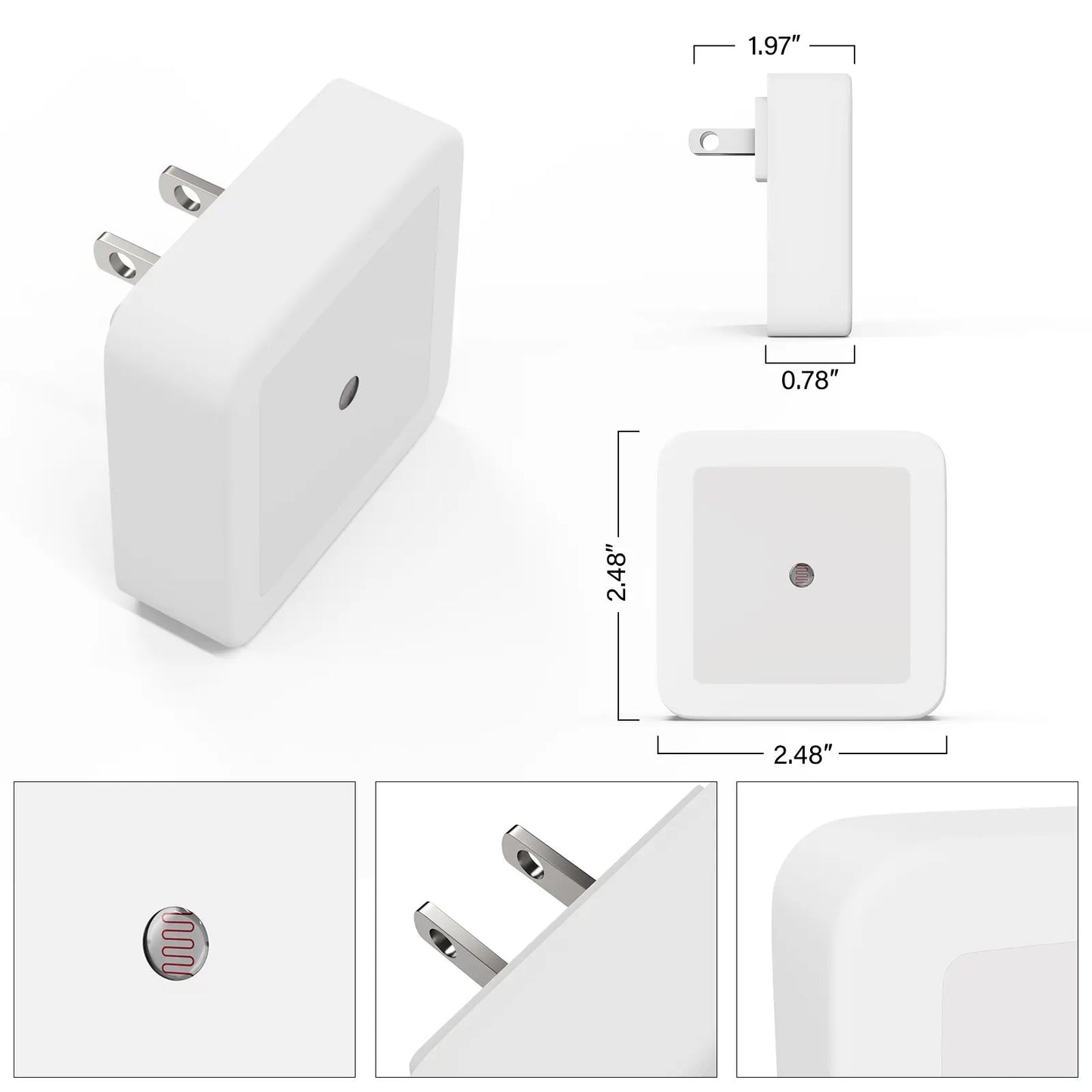 LED Dusk to Dawn Night Lights - 6-Pack Plug-In Warm White Lighting for Bedroom, Bathroom, and Hallway