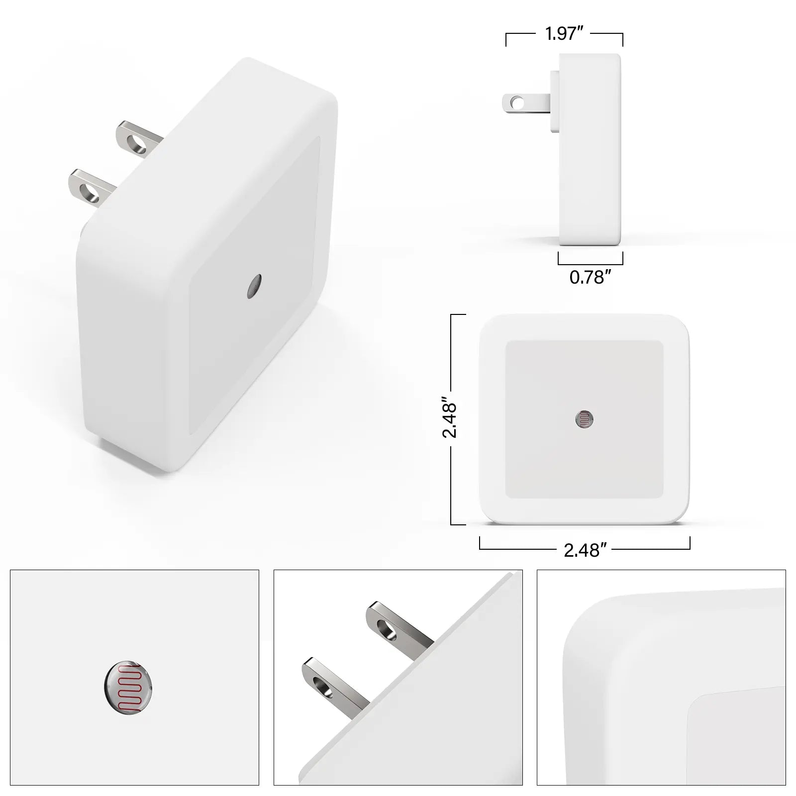 LED Dusk to Dawn Night Lights - 6-Pack Plug-In Warm White Lighting for Bedroom, Bathroom, and Hallway