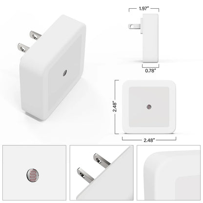 LED Dusk to Dawn Night Lights - 6-Pack Plug-In Warm White Lighting for Bedroom, Bathroom, and Hallway