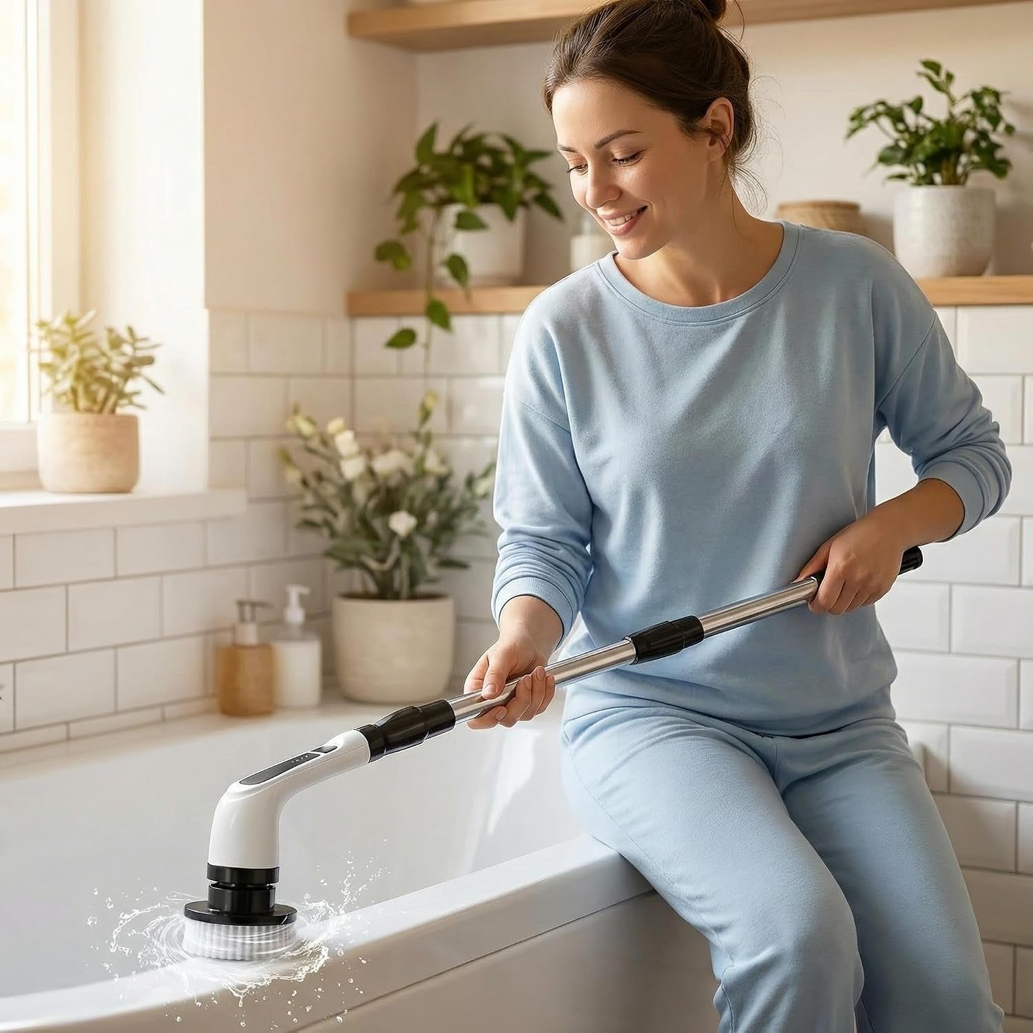 Versatile Ditch the Scrubbing! Long Handle Shower Scrubber Comes with 9 Replaceable Heads & Efficient 2 Speed Cordless Brush for Maximum Effect Long Battery Life!