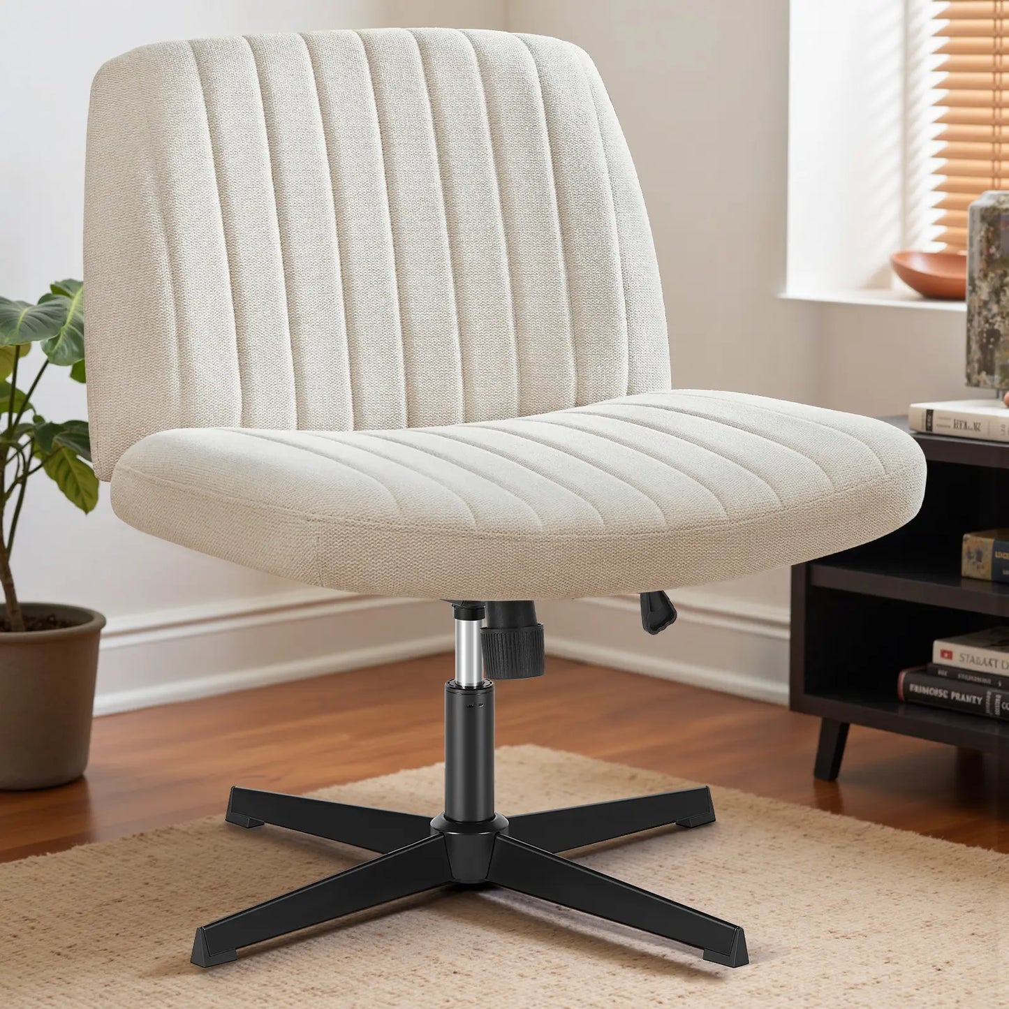 Criss Cross Armless Desk Chair with Enhanced Seat Cushion - Swivel Office Chair for Home and Work, Ideal Christmas Gift