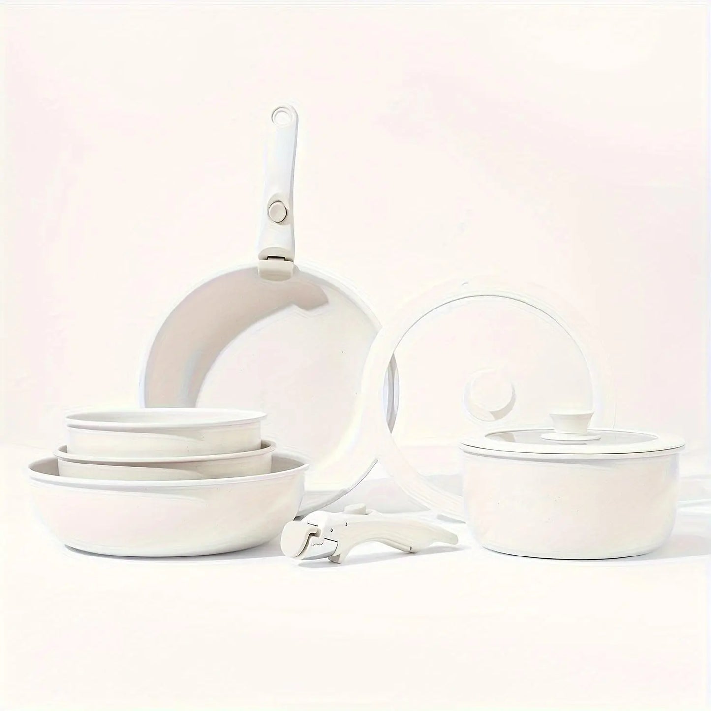 1 Set Portable Detachable Handle Aluminum Alloy Cookware Set, Cooking Pots Set, Kitchen Cooking Pot with Lid & Frying Pan, Home Dutch Oven Cookware Accessories #GLOBAL PICKS