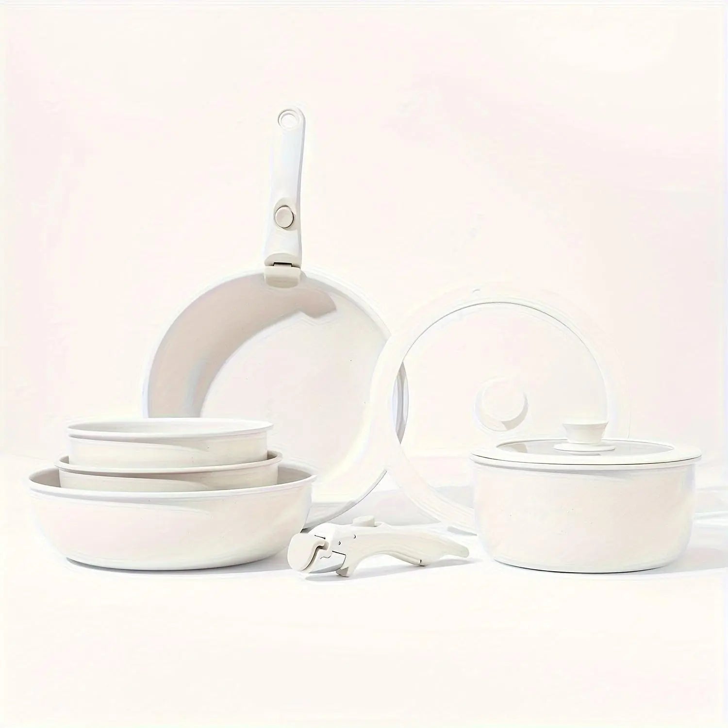 1 Set Portable Detachable Handle Aluminum Alloy Cookware Set, Cooking Pots Set, Kitchen Cooking Pot with Lid & Frying Pan, Home Dutch Oven Cookware Accessories #GLOBAL PICKS