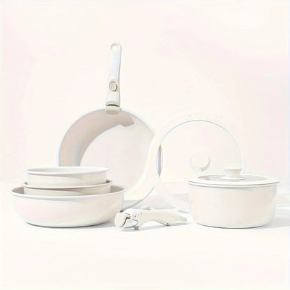 1 Set Portable Detachable Handle Aluminum Alloy Cookware Set, Cooking Pots Set, Kitchen Cooking Pot with Lid & Frying Pan, Home Dutch Oven Cookware Accessories #GLOBAL PICKS