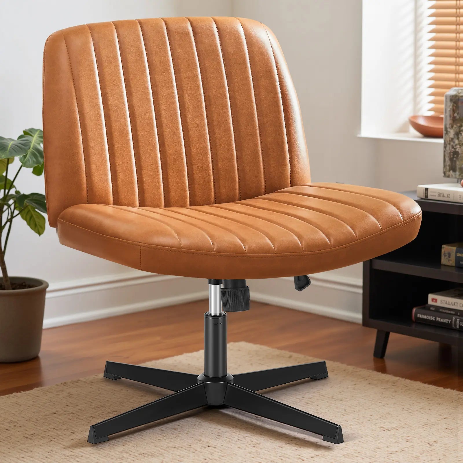 Criss Cross Armless Desk Chair with Enhanced Seat Cushion - Swivel Office Chair for Home and Work, Ideal Christmas Gift