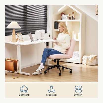Criss Cross Armless Desk Chair with Enhanced Seat Cushion - Swivel Office Chair for Home and Work, Ideal Christmas Gift
