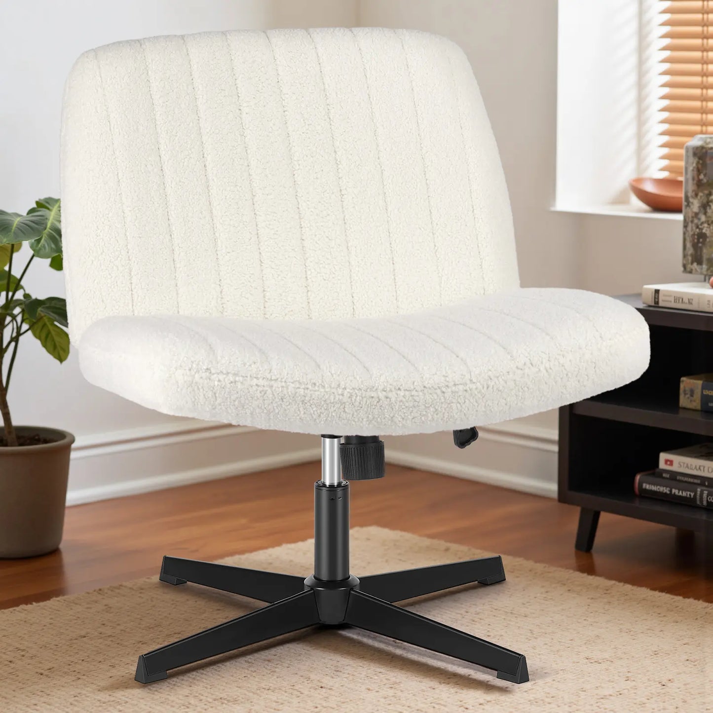 Criss Cross Armless Desk Chair with Enhanced Seat Cushion - Swivel Office Chair for Home and Work, Ideal Christmas Gift