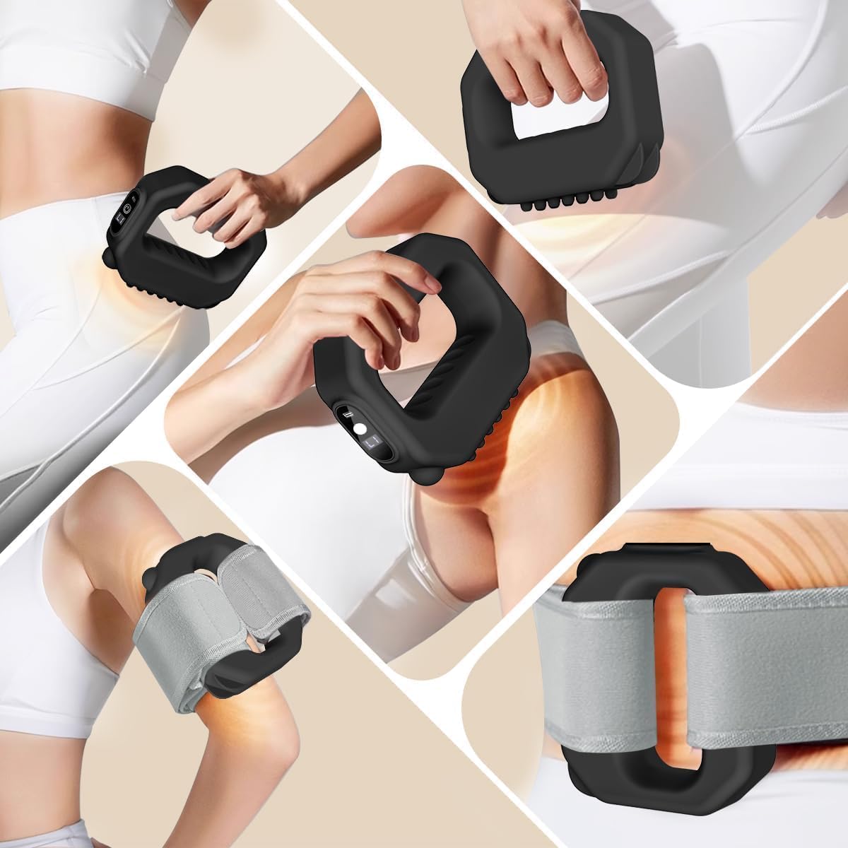 R10 Fascia Ring Massager, Multifunctional Full-Body Massager, Hands-Free Electric Massager, Ergonomic Design with Waist Belt, Adjustable Massage Modes, 3 Modes & 6 Intensities