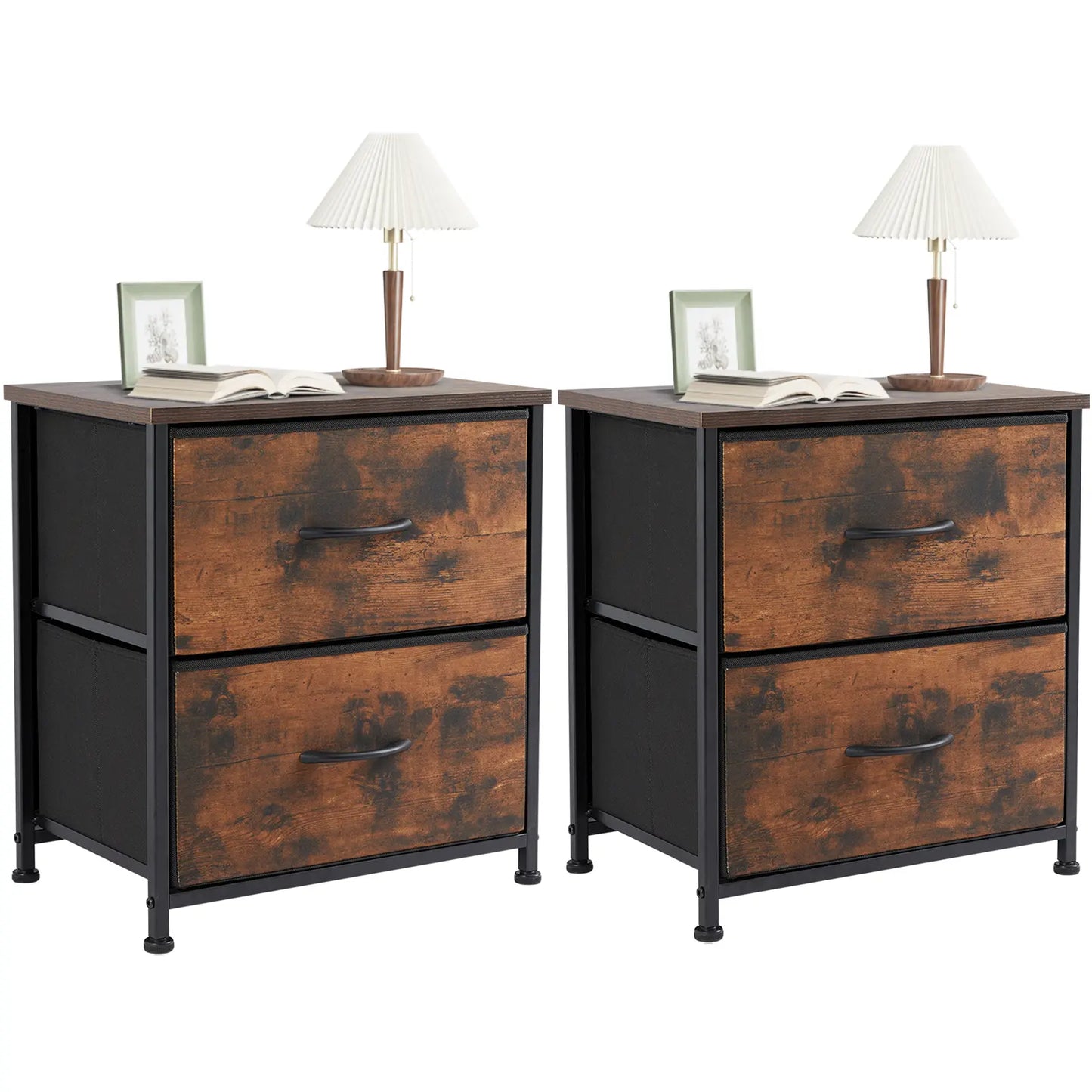 【Deals for You】 Nightstand with 2 Fabric Drawers, Dresser, Side Table, End Table, Bedside Table, Night Stands, Bedroom Furniture for Living Room, Entryway, Nursery, Closet