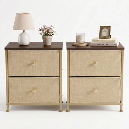 【Deals for You】 Nightstand with 2 Fabric Drawers, Dresser, Side Table, End Table, Bedside Table, Night Stands, Bedroom Furniture for Living Room, Entryway, Nursery, Closet