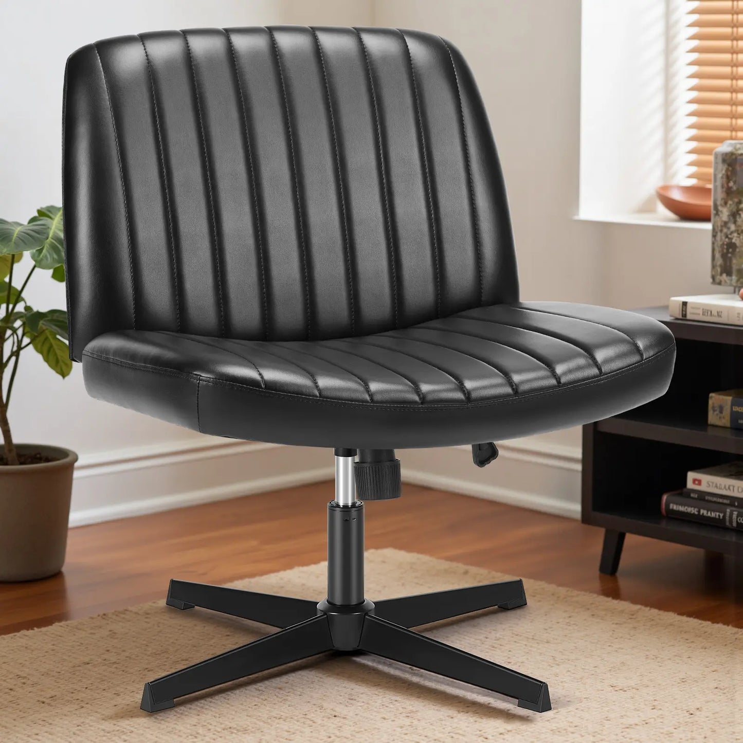 Criss Cross Armless Desk Chair with Enhanced Seat Cushion - Swivel Office Chair for Home and Work, Ideal Christmas Gift