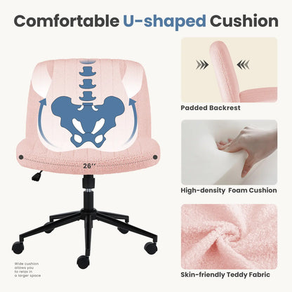 Criss Cross Armless Desk Chair with Enhanced Seat Cushion - Swivel Office Chair for Home and Work, Ideal Christmas Gift