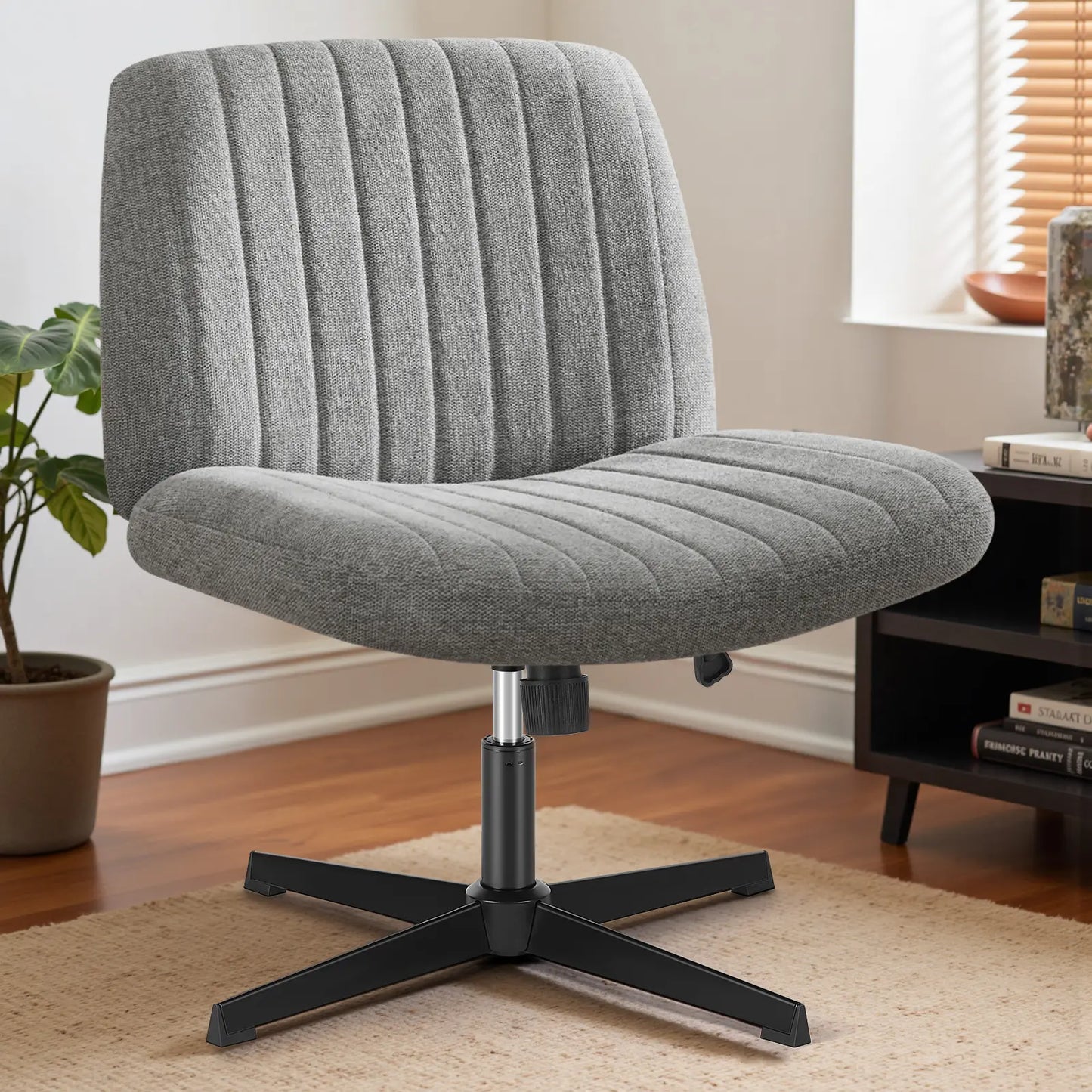 Criss Cross Armless Desk Chair with Enhanced Seat Cushion - Swivel Office Chair for Home and Work, Ideal Christmas Gift