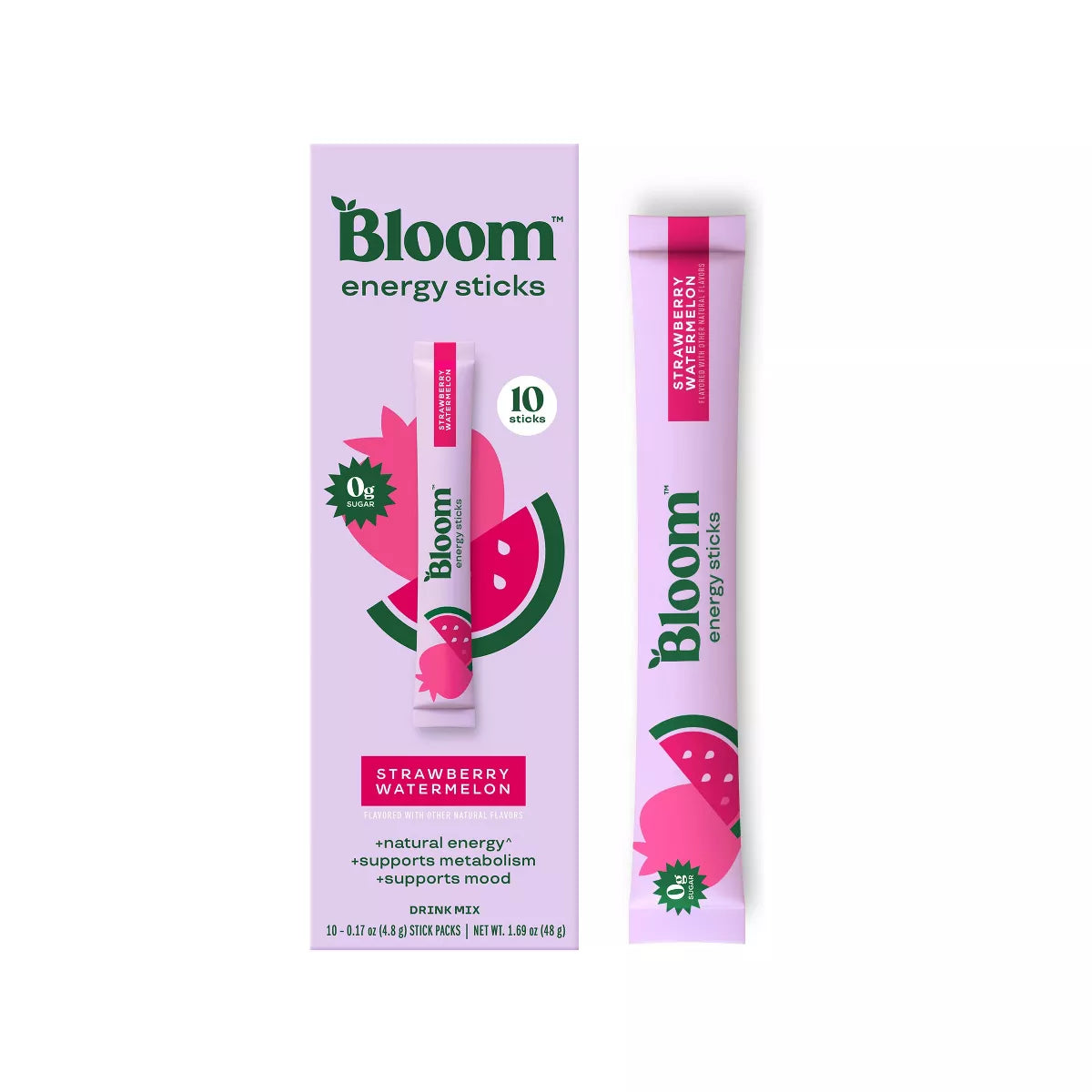 BLOOM NUTRITION Natural Energy Stick Packs - 10Pk