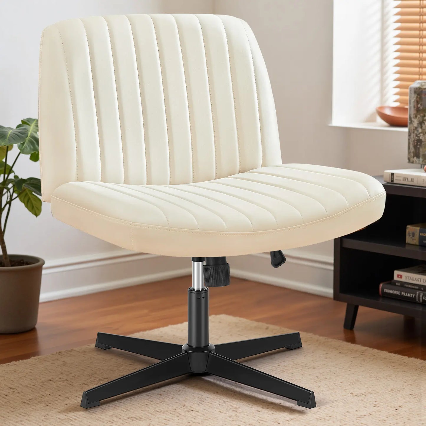 Criss Cross Armless Desk Chair with Enhanced Seat Cushion - Swivel Office Chair for Home and Work, Ideal Christmas Gift