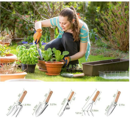 Gardening Tools 9Packs Garden Tools Set with Heavy-Duty Stainless Steel Hand Tools, Durable Storage Bag & Anti-Slip Rubber Gloves, Ideal Gardening Gifts