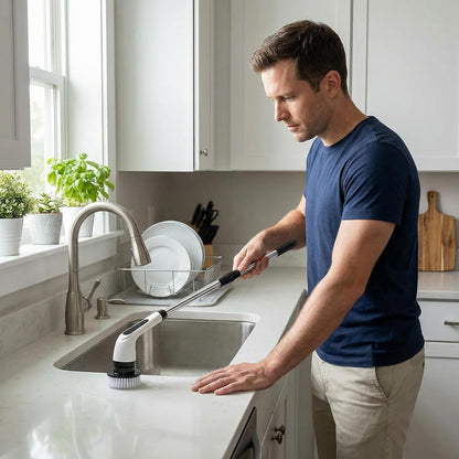 Versatile Ditch the Scrubbing! Long Handle Shower Scrubber Comes with 9 Replaceable Heads & Efficient 2 Speed Cordless Brush for Maximum Effect Long Battery Life!