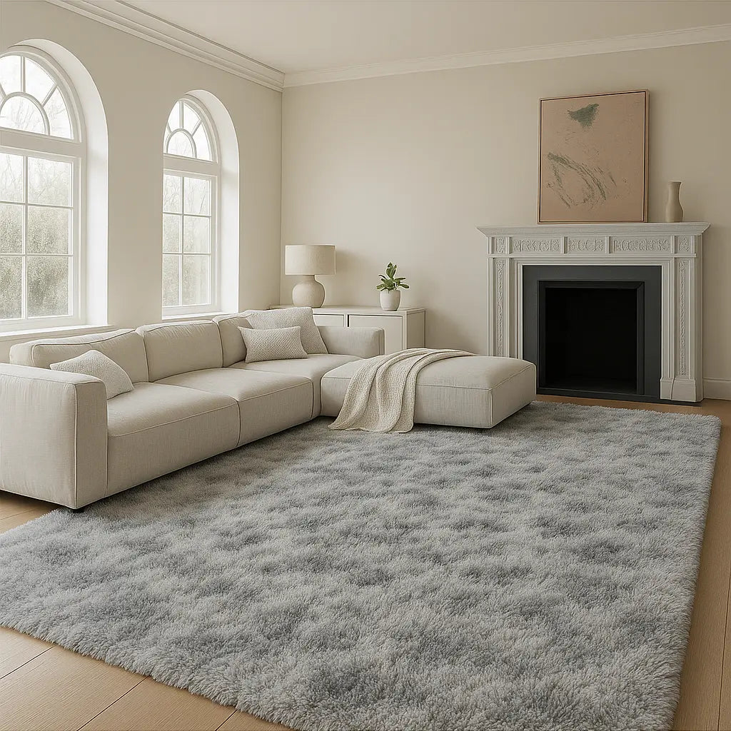 TABAYON Large Shaggy Tie-Dye Area Rug - Non-Slip Fluffy Carpet for Living Room, Bedroom, and Playroom Decor