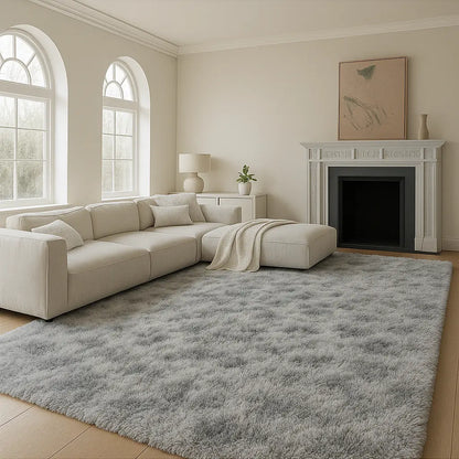 TABAYON Large Shaggy Tie-Dye Area Rug - Non-Slip Fluffy Carpet for Living Room, Bedroom, and Playroom Decor
