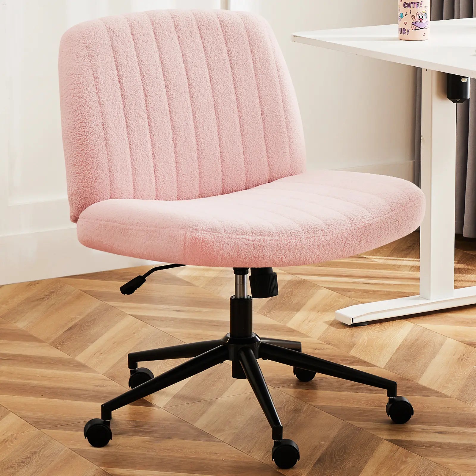 Criss Cross Armless Desk Chair with Enhanced Seat Cushion - Swivel Office Chair for Home and Work, Ideal Christmas Gift
