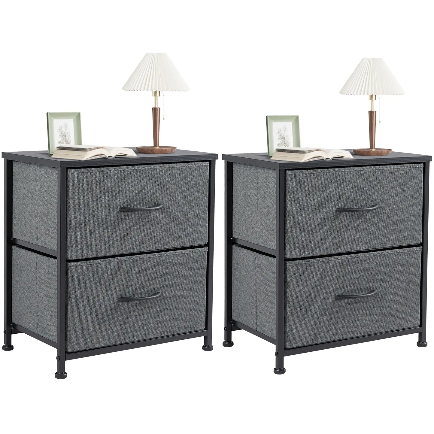 【Deals for You】 Nightstand with 2 Fabric Drawers, Dresser, Side Table, End Table, Bedside Table, Night Stands, Bedroom Furniture for Living Room, Entryway, Nursery, Closet