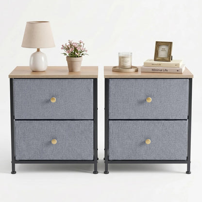 【Deals for You】 Nightstand with 2 Fabric Drawers, Dresser, Side Table, End Table, Bedside Table, Night Stands, Bedroom Furniture for Living Room, Entryway, Nursery, Closet