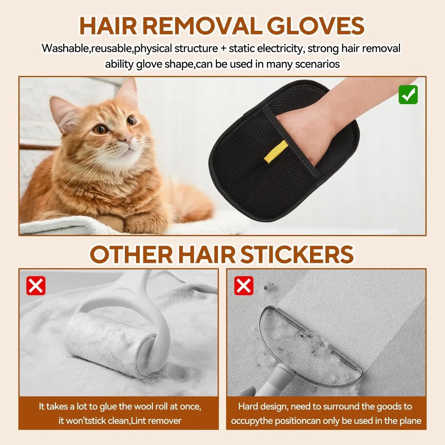 Revolutionary Pet Hair Removal Gloves - Reusable, Electrostatic, Double-Sided Cleaning Solution for Effortless Pet Hair Cleanup