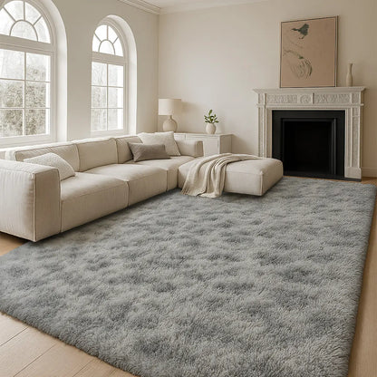 TABAYON Large Shaggy Tie-Dye Area Rug - Non-Slip Fluffy Carpet for Living Room, Bedroom, and Playroom Decor