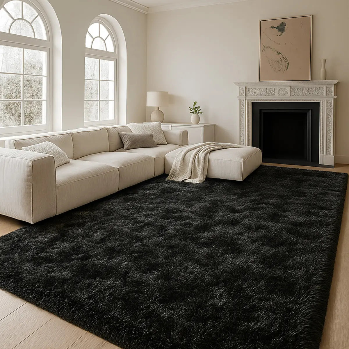 TABAYON Large Shaggy Tie-Dye Area Rug - Non-Slip Fluffy Carpet for Living Room, Bedroom, and Playroom Decor