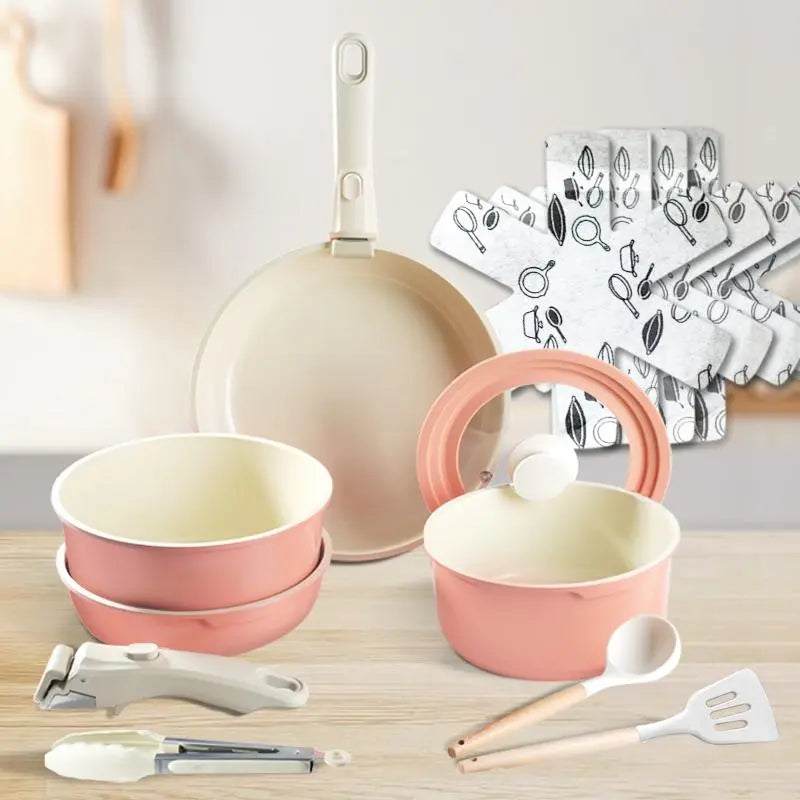 1 Set Portable Detachable Handle Aluminum Alloy Cookware Set, Cooking Pots Set, Kitchen Cooking Pot with Lid & Frying Pan, Home Dutch Oven Cookware Accessories #GLOBAL PICKS