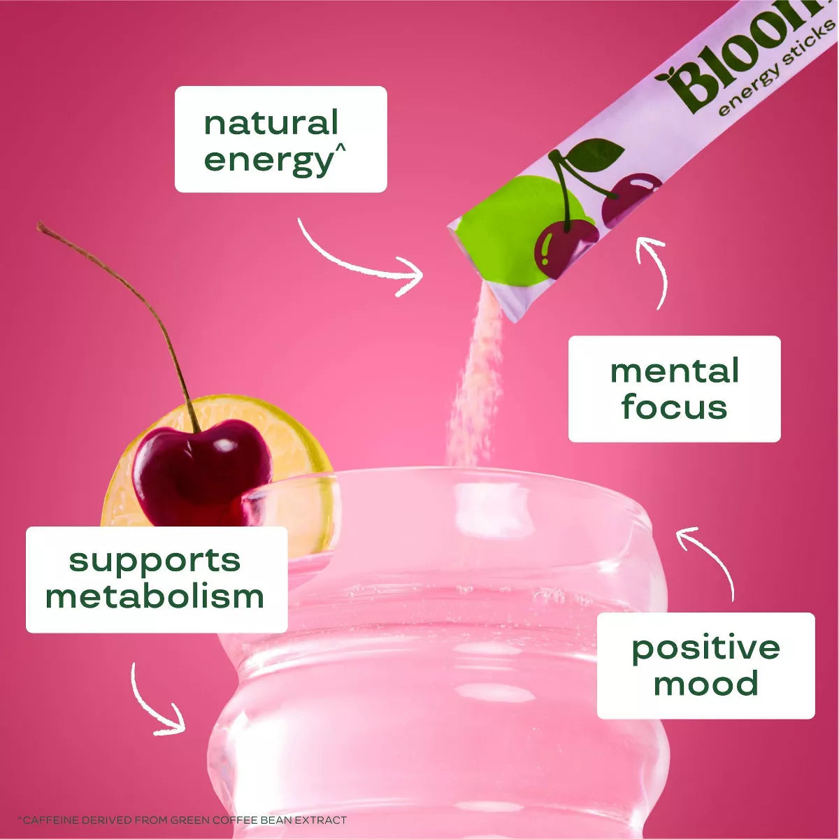 BLOOM NUTRITION Natural Energy Stick Packs - 10Pk