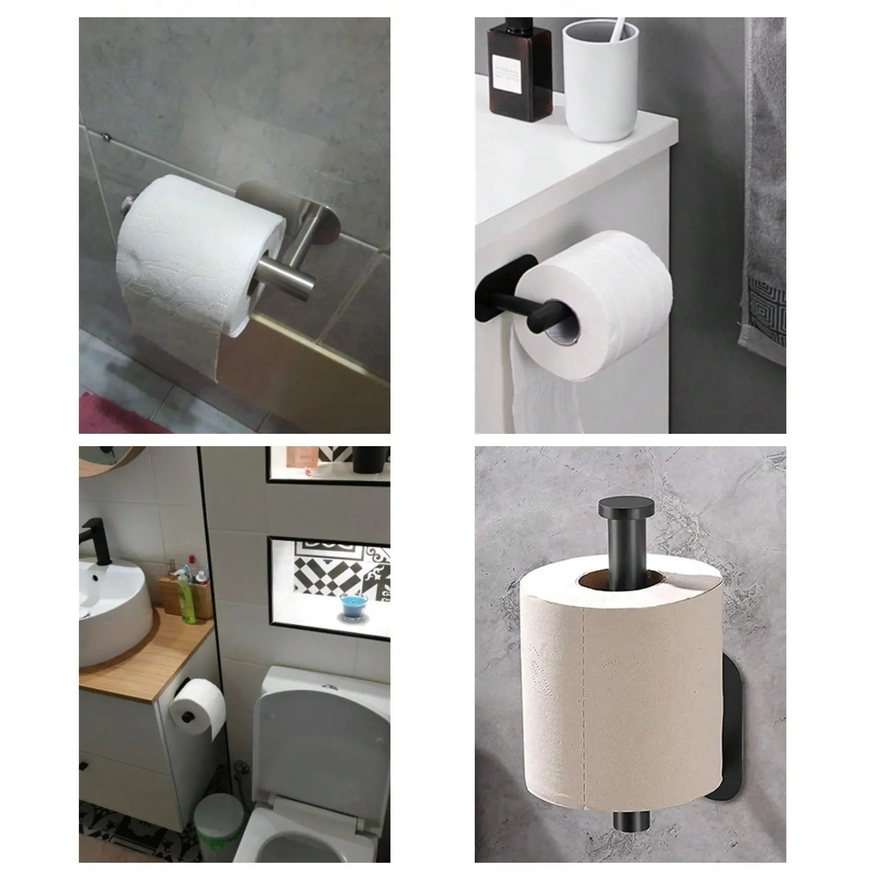 Wall-Mounted Toilet Paper Holder, Toilet Paper Organizer, Toilet Paper Storage Rack, Self-Adhesive Stainless Steel Toilet Paper Dispenser for Kitchen and Bathroom, Durable and Convenient Bathroom Accessories #GLOBAL PICKS