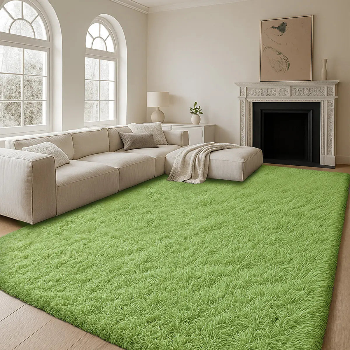 TABAYON Large Shaggy Tie-Dye Area Rug - Non-Slip Fluffy Carpet for Living Room, Bedroom, and Playroom Decor