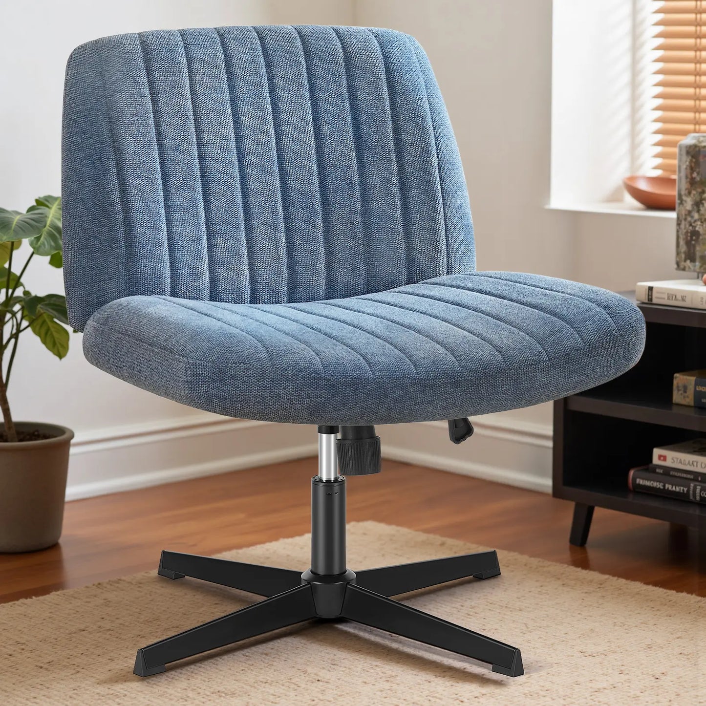 Criss Cross Armless Desk Chair with Enhanced Seat Cushion - Swivel Office Chair for Home and Work, Ideal Christmas Gift